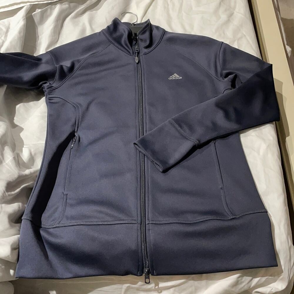 Adidas M grey full zip jacket worn once red detail